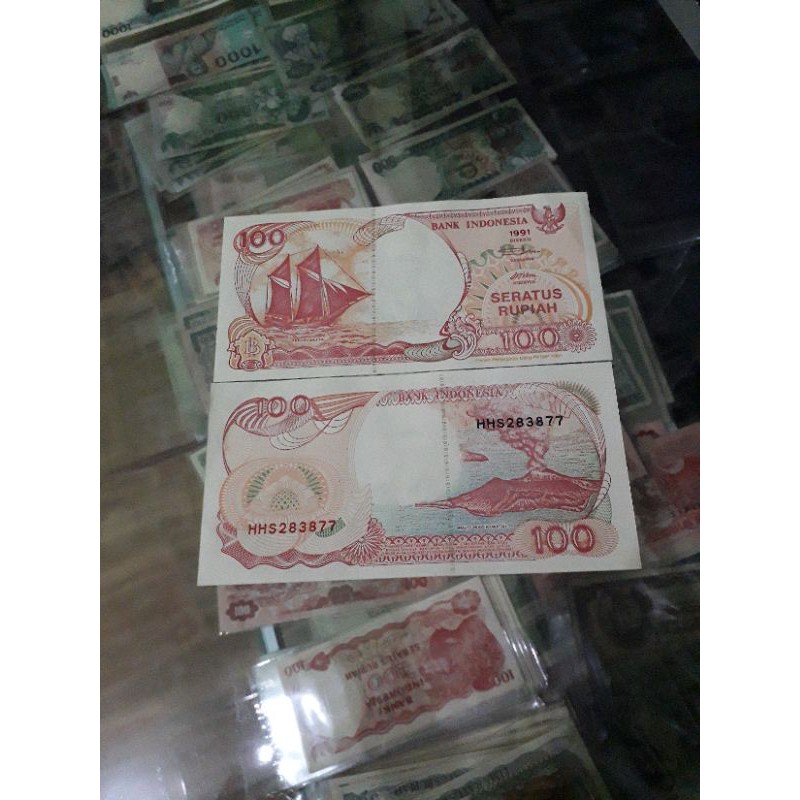uang kuno 100 prahu layar 1991 IMP 1991