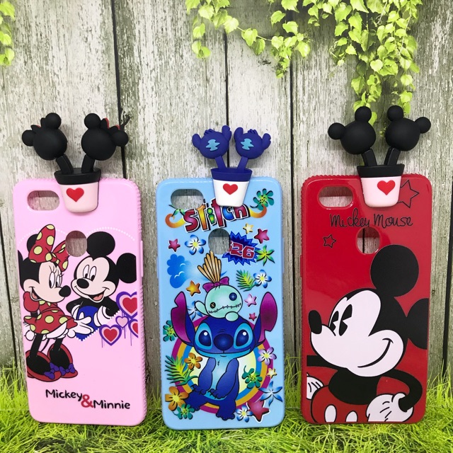 Softcase case boneka intip manjat OPPO A83 A71  double head hellokitty mickey doraemon stitch pooh