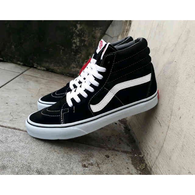 VANS SK8 SEPATU PRIA HIGH BLACK WHITE ORIGINAL VIETNAM