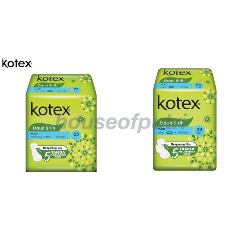 kotex extrak daun sirih • pembalut wanita • wings 23 cm isi 16/ non wings 23 cm isi 20