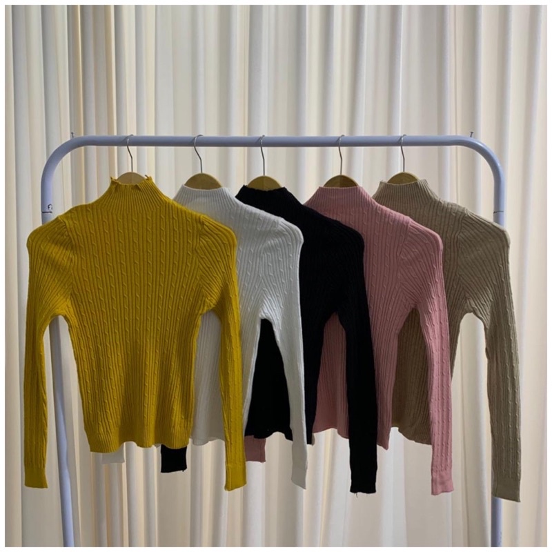 [LUXE.DLABEL] - D55 TOP [ Turtle Neck Wanita Atasan Rajut Import wanita Atasan lengan panjang rajut Kaos wanita Atasan Wanita Atasan Korea wanita Korean top Croptop Croptee Atasan perempuan Top premium quality]