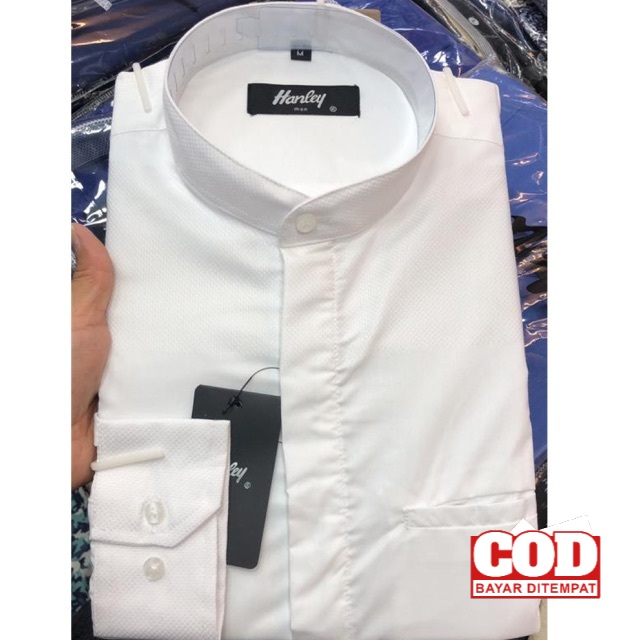 Ready banyak stok Kemko / kemeja koko harley putih polos panjang