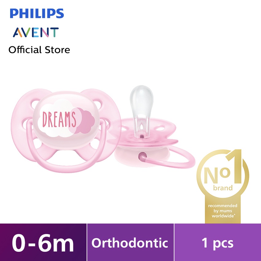 Empeng Bayi 0-6 Bulan Philips Avent Soother Air Night Time Girl Dream 0-6m SCF527/01