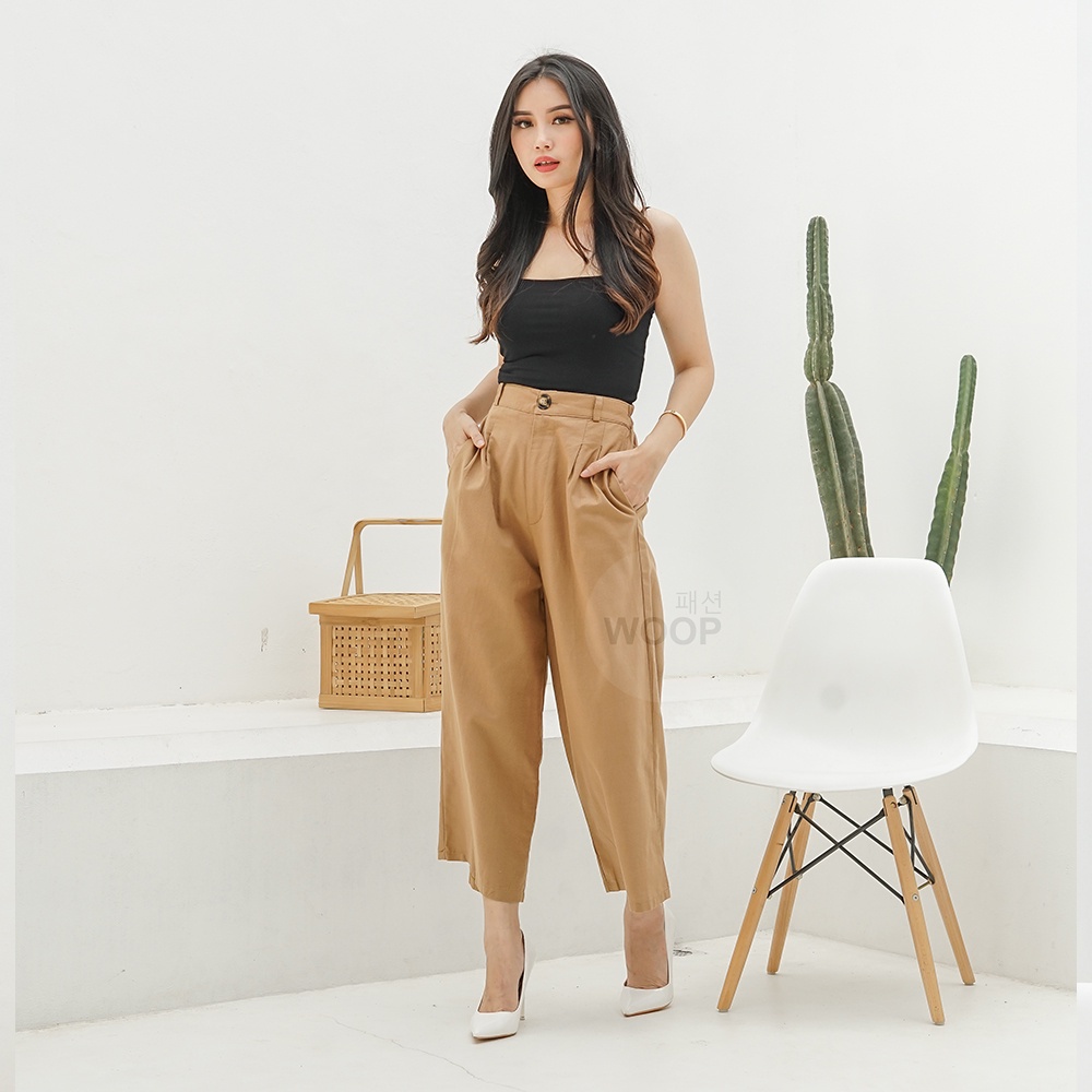 Kulot Linen Highwaist Cullote Pants Celana Kulot Wanita