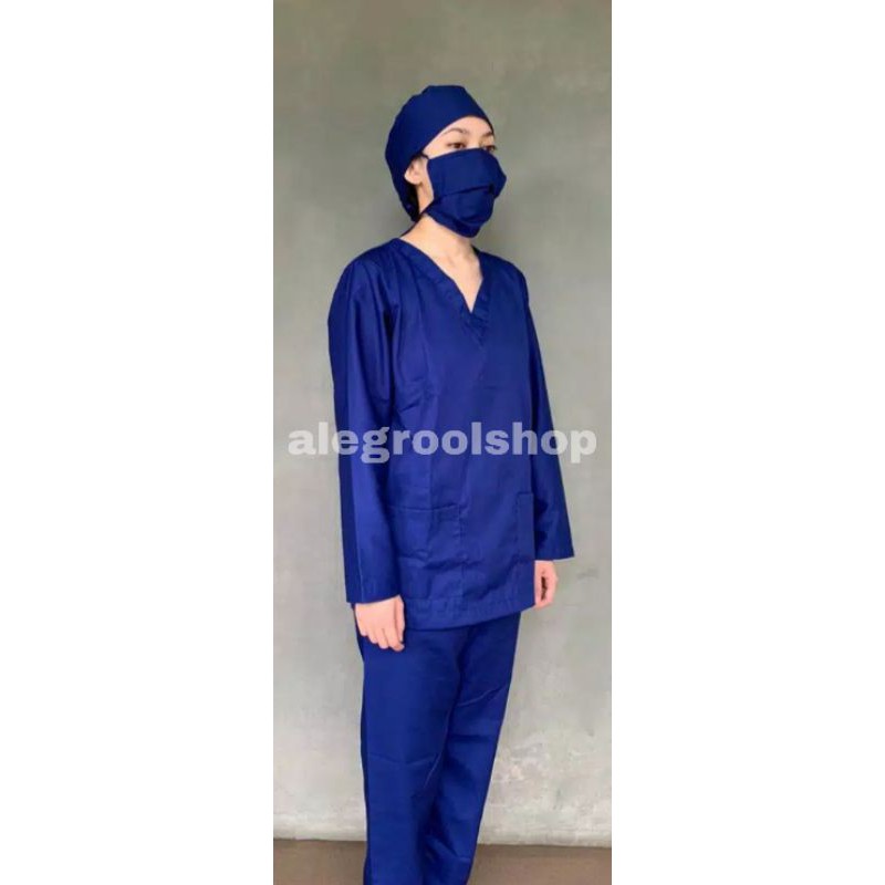 (S-XXL)BAJU OK LENGAN PANJANG BAJU DOKTER SCRUB DOKTER SETELAN LENGAN PANJANG BAJU OKA SERAGAM MEDIS