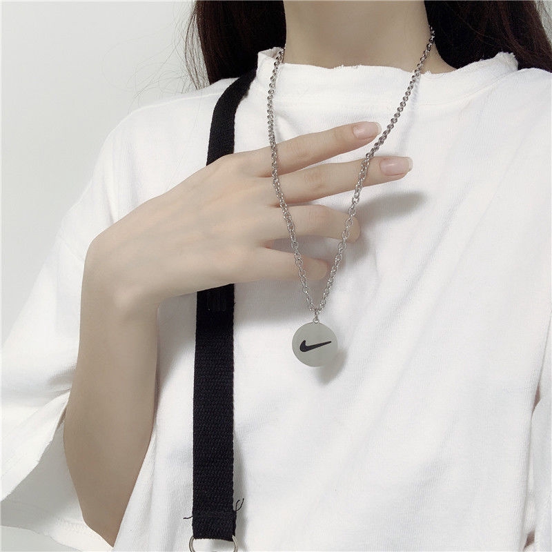 Check Necklace Check Pendant Hip Hop Harajuku Style Trendy Clavicle Chain