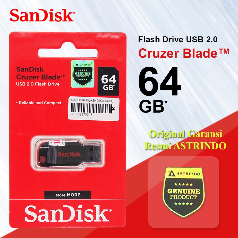 SANDISK FLASHDISK 64 GB FLASHDISK SANDISK CRUZER BLADE