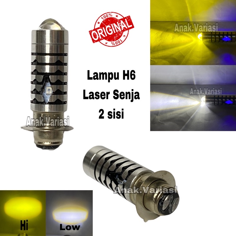 LAMPU DEPAN MOTOR H6 LASER/BOHLAM UTAMA H6 LASER SENJA 2 SISI/BOHLAM DEPAN UTAMA LED H6/LAMPU DEPAN 