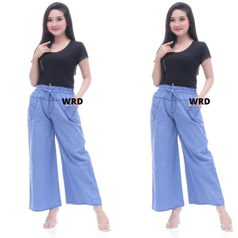 Celana Kulot Levis polos Murah// CELANA KULOT WANITA BAHAN LEVIS UKURAN SUPER JUMBO FIT TO XXL (BAYAR DITEMPAT)