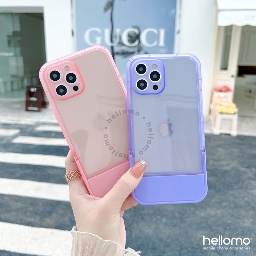 (1) Case iPhone Stand Phone Casing Softcase TPU Holder Invisible Bangku