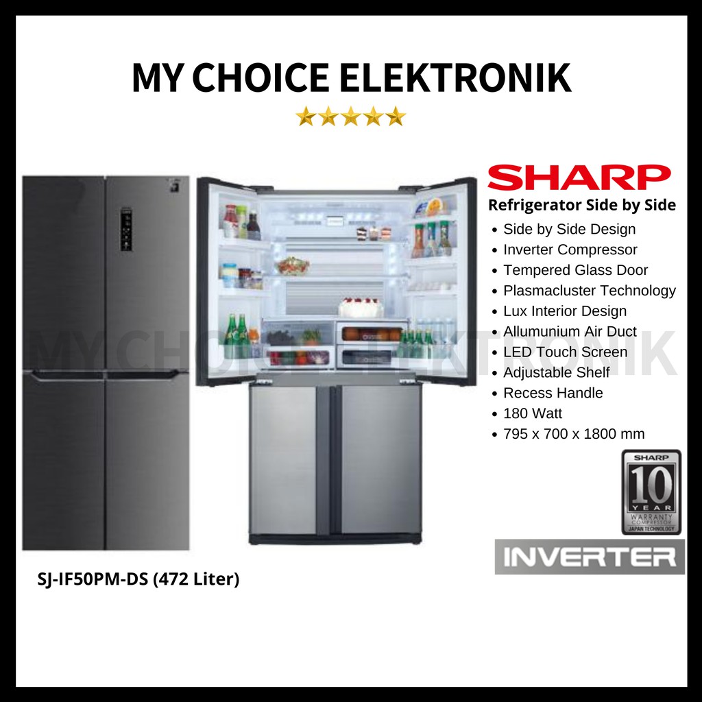 Sharp SJ-IF50PM-DS Kulkas Side by Side 4 Pintu