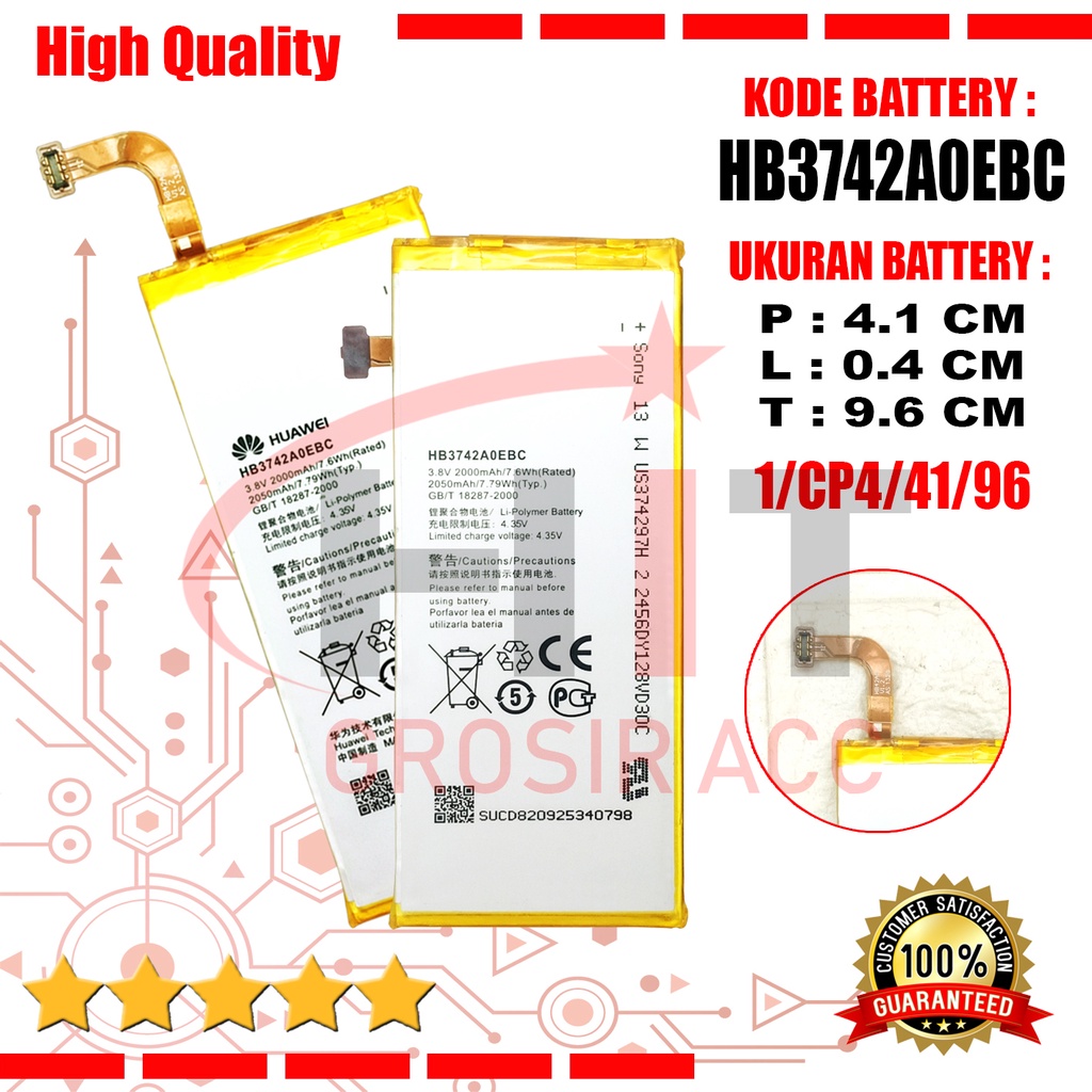 Baterai Battery Huawei HB3742A0EBC For Huawei Ascend P6 G6 G610 G620 G621 G630 G620S