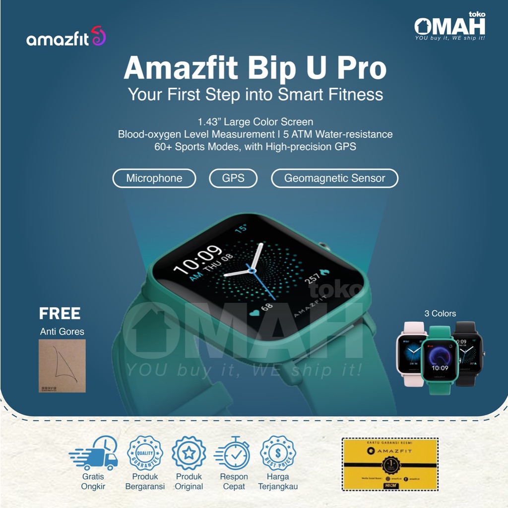 ORIGINAL Huami Amazfit BIP U PRO International Version Smartwatch - Waterproof - Garansi Resmi