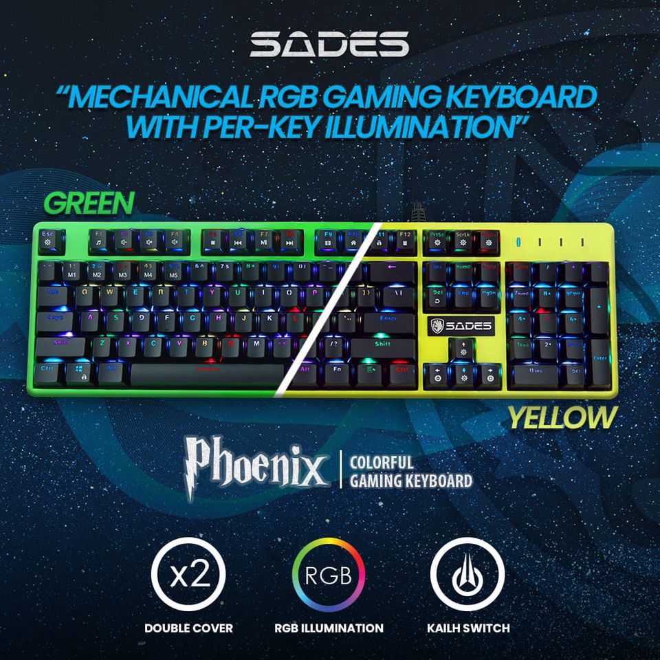 Keyboard gaming sades mechanical Rgb Phoenix with kailh switch