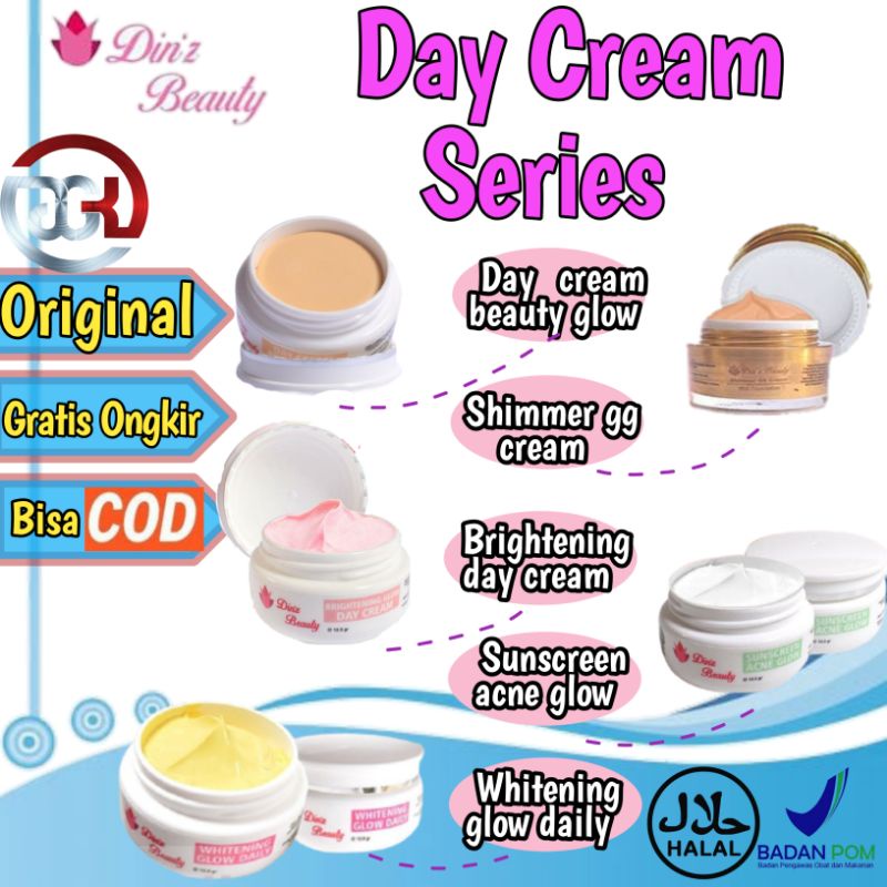 Day cream whitening glow daily - suncare acne glow - brightening day - shimmer GG cream Dinz beauty