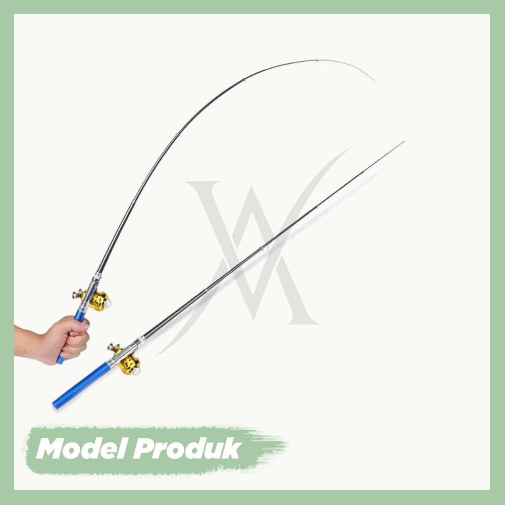Joran Pancing Pulpen Free Reel Kecil Pancingan Pulpen Mini Fishing Rod Pen Portable Import Original Bergaransi - SANUS.ID-1