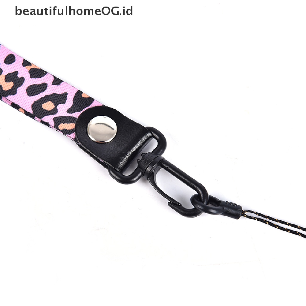 Tali Lanyard Leher Panjang Motif Leopard Dapat Dilepas Untuk holder Kunci Ponsel Universal