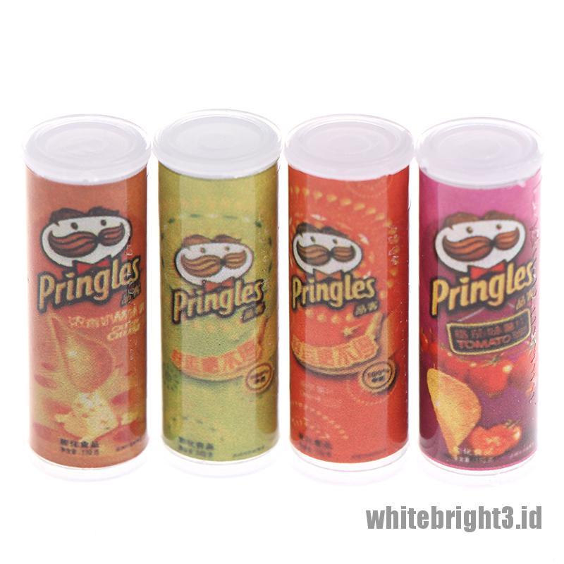 (white3) 4pcs / set Miniatur Botol Keripik Kentang Skala 1: 12 Untuk Dekorasi Dapur Rumah Boneka