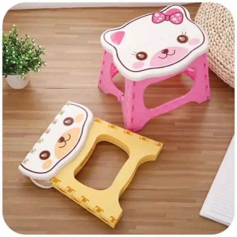 kursi mini lipat anak karakter lucu motif beruang portable kursi mini lipat anak karakter lucu motif beruang portable