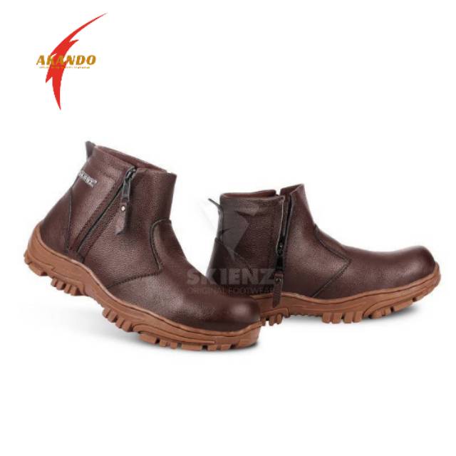 Sepatu boots Pria I Akando SIRLOIN  DOUBLE Zipper Original Skienz safety Kulit