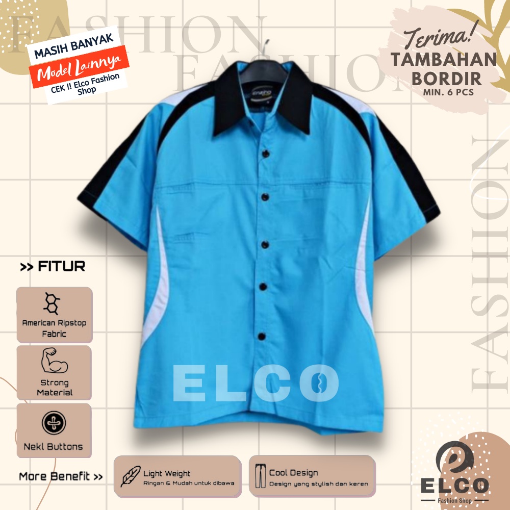 Baju seragam kerja kemeja lengan pendek baju pdh biru tyt putih hitam seragam kantor kemeja kombinas