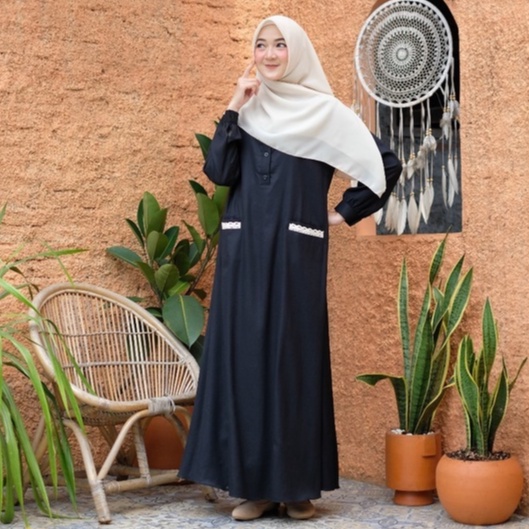 Yasmin Dress Gamis Renda Gamis Katun Gamis Murah Bisa COD Dress Muslimah Cantik Gamis Casual-7