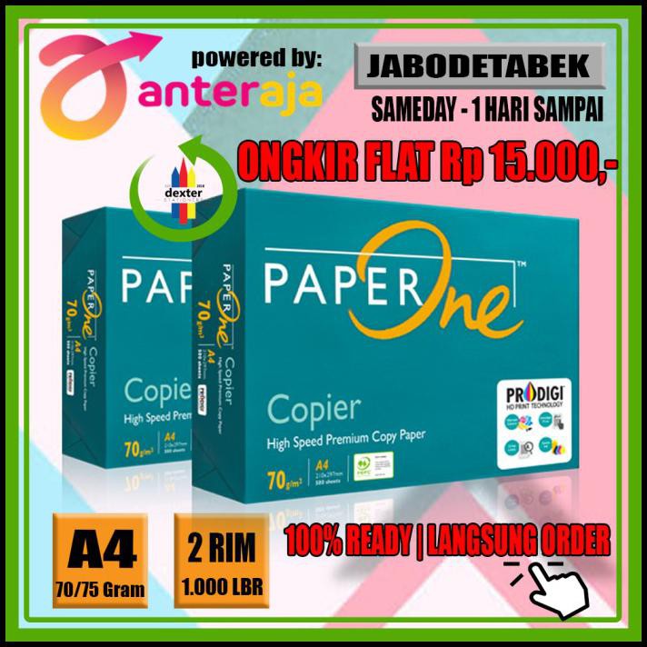 

Khoiri.Olshop | (Paket 2 Rim) Kertas Hvs A4 75Gram Paperone/ Copy Paper/ Bmo/ 70 Gr - 2Rim Bmo