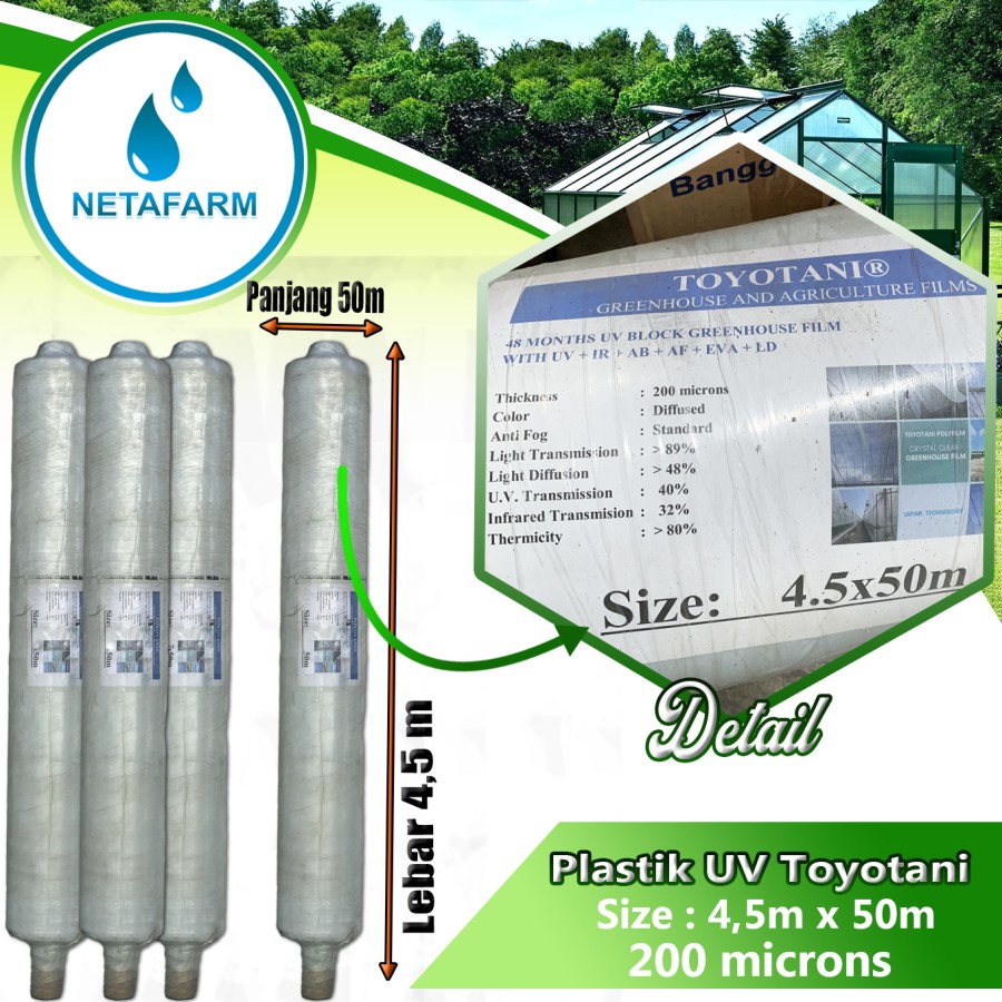 Plastik UV Toyotani Tebal 200 micron Lebar 4,5 meter - Per meter