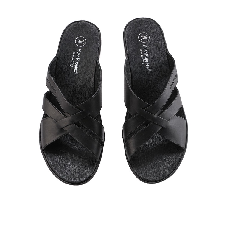 SANDAL WEDGES KULIT HUSH PUPPIES WANITA ORIGINAL TERBARU HITAM HW05