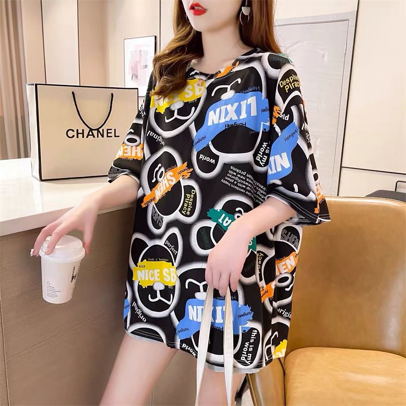 THISTLE - Oversize Tee Tshirt Wanita Model Longgar Motif Bear What Full Print