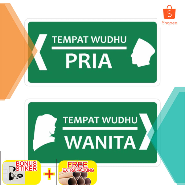 

Plang Papan Rambu Penunjuk Tempat Wudhu Acrylic / Akrilik 30x15cm Keren