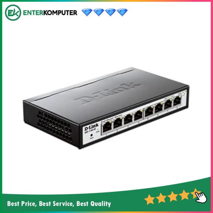 Networking D-Link 8 Port 10/100/1000 ports EasySmart Switch Base-T (UTP) Auto-sensing - DGS-1100-08