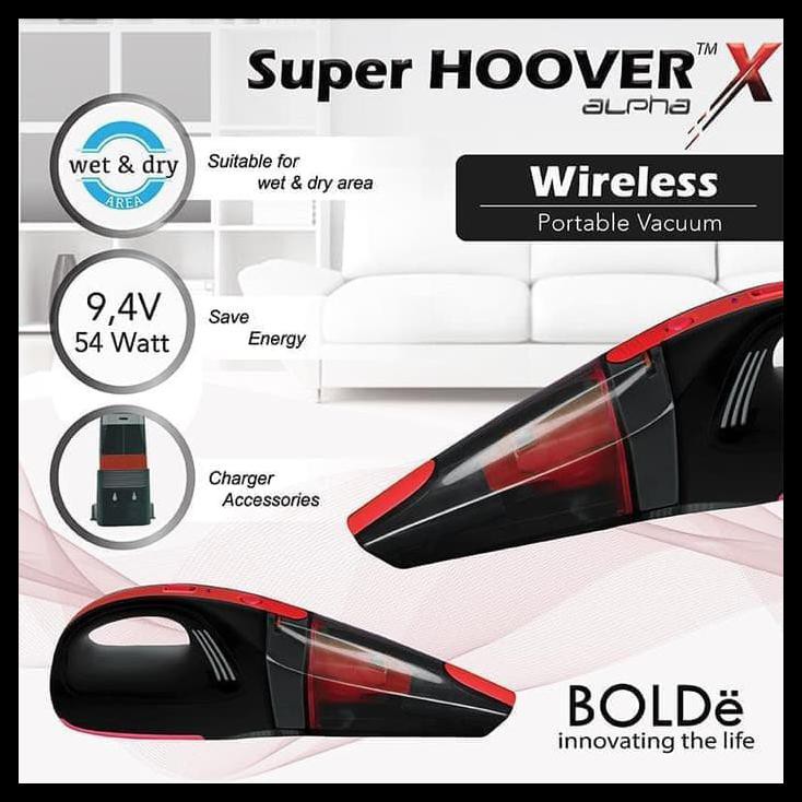 READY STOK SUPER HOOVER X ALPHA BOLDE - WIRELESS VACUUM CLEANER - MERAH VACUM CLEANERS TERLARIS DAN