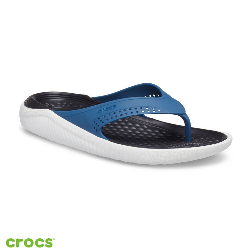 Crocs Literide Flip / Unisex Sandal / Sandal Pria dan Wanita / Sendal Anti Air - Black Blue 205182-4SB