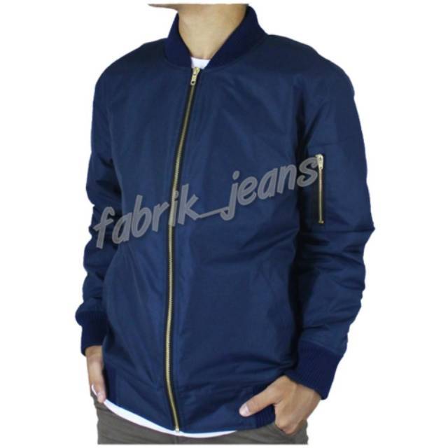 Jaket BOMBER POLOS NAVY Waterproof Bahan Parasut Scoot Puma Ukuran M L XL XXL