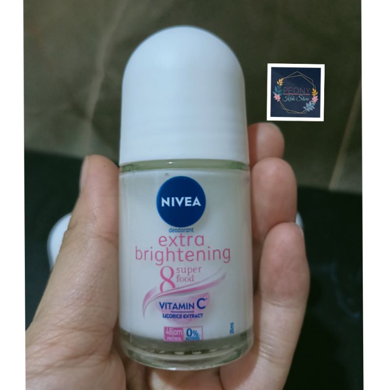 Nivea deodorant roll on female extra whitening 25ml/deodoran cewek wanita perempuan 25 ml