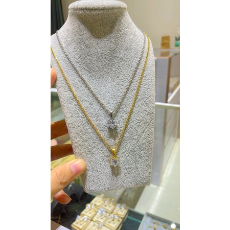 kalung titanium nuri liontin permata satu