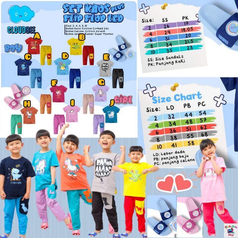 Setelan Celpan Kaos free Sandal Led by Cloudbee