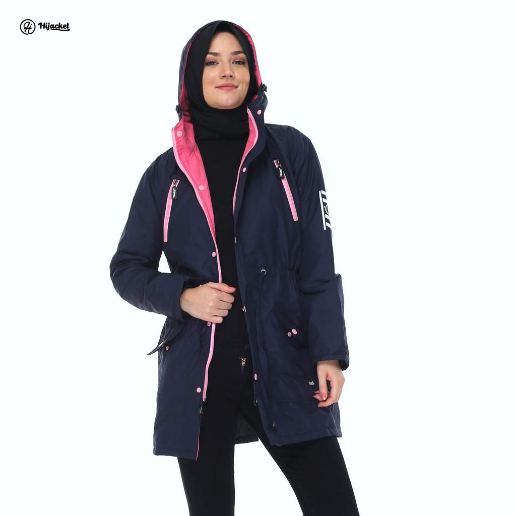 HIJACKET MONTIX | HIJAKET JAKET PARKA WANITA HIJAB PANJANG MUSLIMAH SYAR'I-Navy