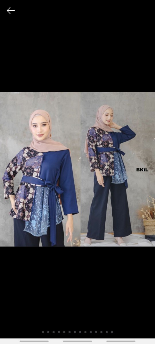 Tey-17 Batik Wanita Asj Sa Hrb026 Kenongo Kemeja Tosca Pendek