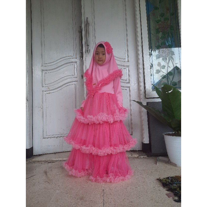 dress / gamis tutu anak petite muslim anak / gamis anak perempuan