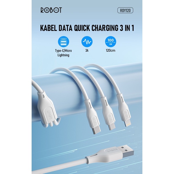 Kabel ROBOT RDY120 -  3in1 Fast Quick Charge