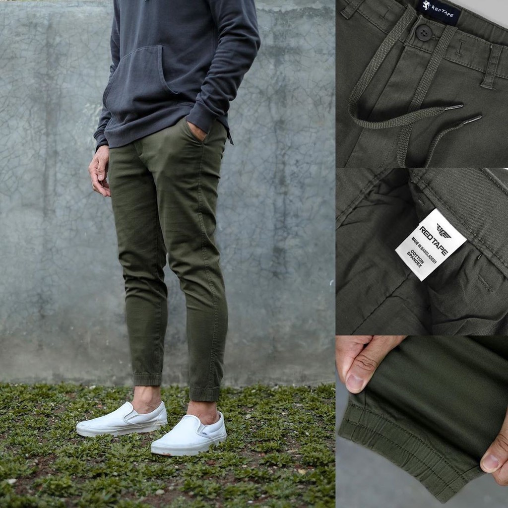 Red Tape Ankle Jogger Pants  Olive Celana  Panjang Pria 