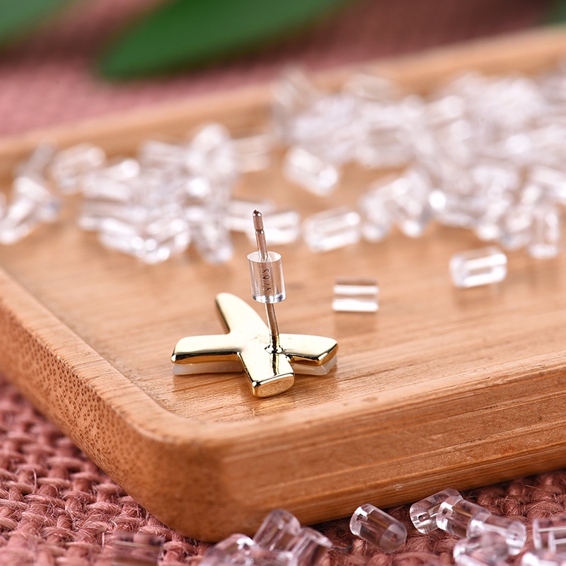 100 Pcs Anting Punggung Ear Stopper Back Stoppers for Stud Earnuts Ear Plugs Earrings Karet Penyumbat Telinga Lembut Karet Silikon DIY Aksesoris Anti-drop