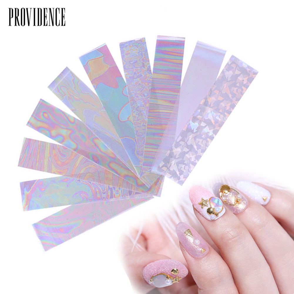 Providence 10Rolls Sparkly UV Gel Nail Art Transfer Foil Stickers Decals DIY Manicure Decor