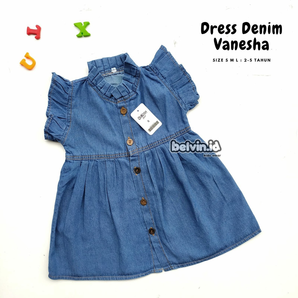 VANE (2-6Thn) Kemeja Dress Soft Jeans Denim Anak Perempuan Cewek