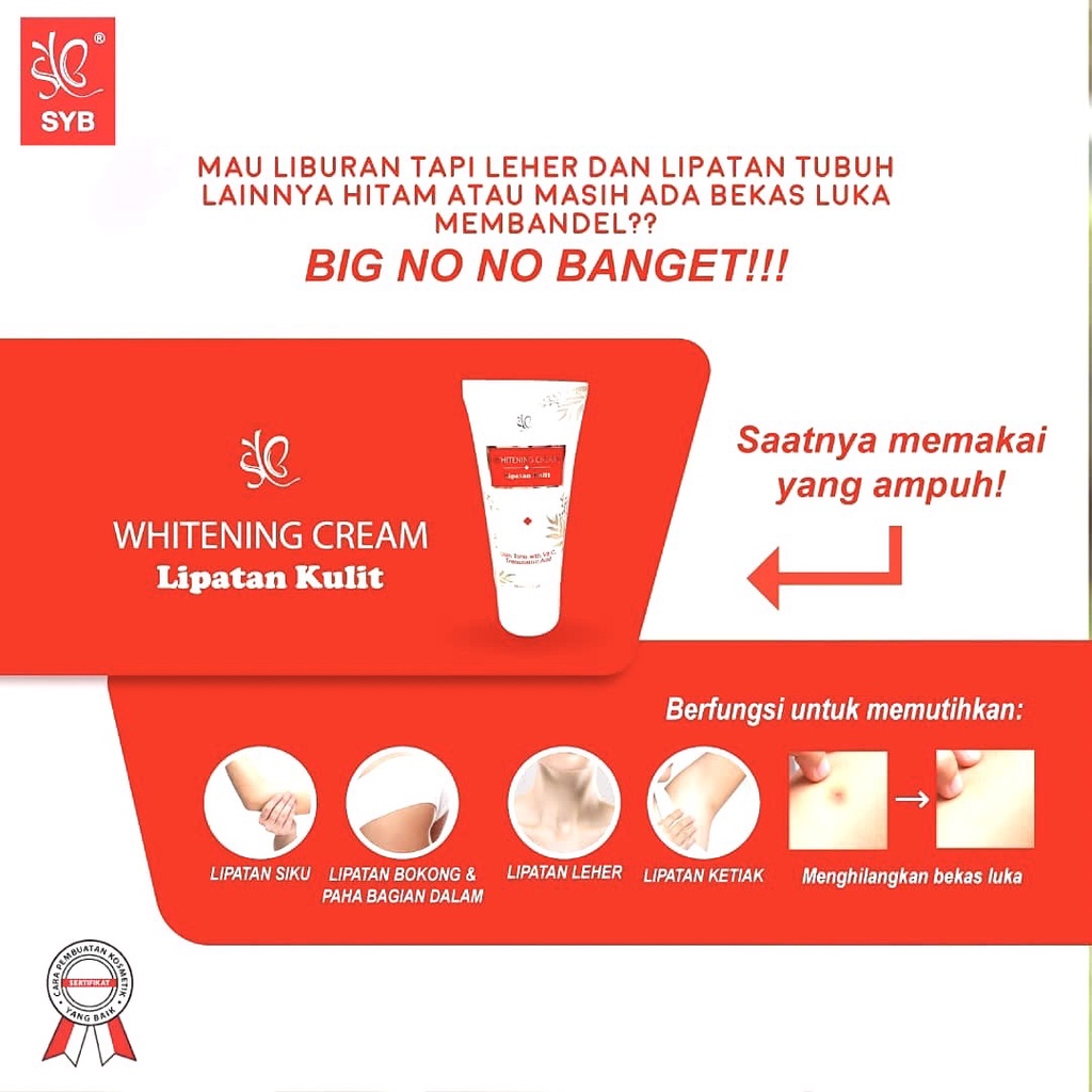 SYB Whitening Cream Lipatan Kulit - 50 Gram