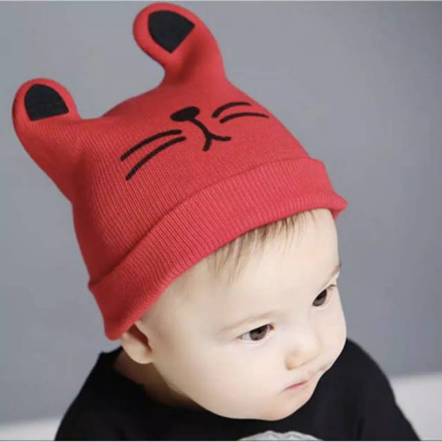 TOPI RAJUT ANAK ModeL Kucing(0_3Tahun)