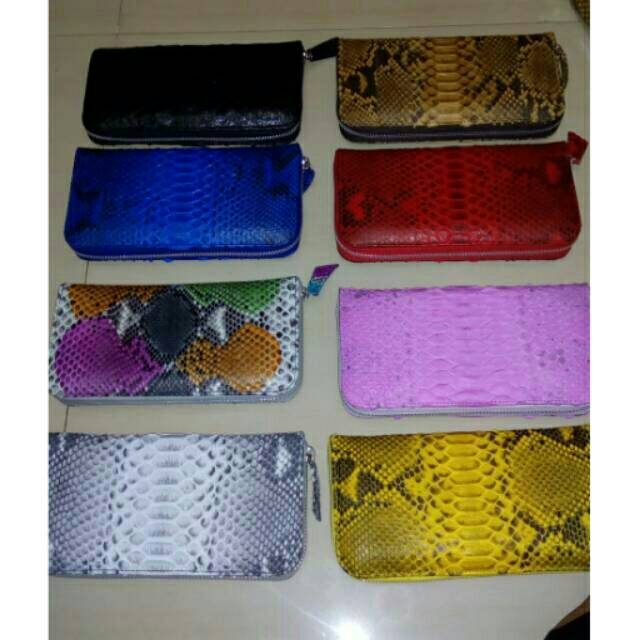 Dompet wanita kulit ular phyton / sanca asli  Model zipper/kipas