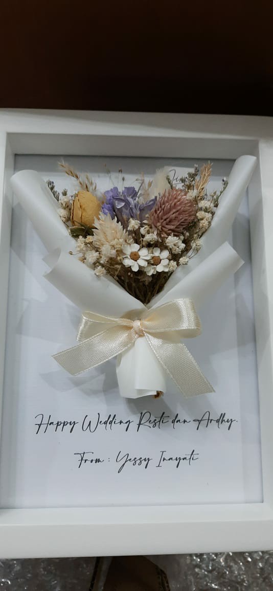 DIY Dried Flower Cotton Baby breath with Frame DIY Bunga kering bunga kapas dengan Figura